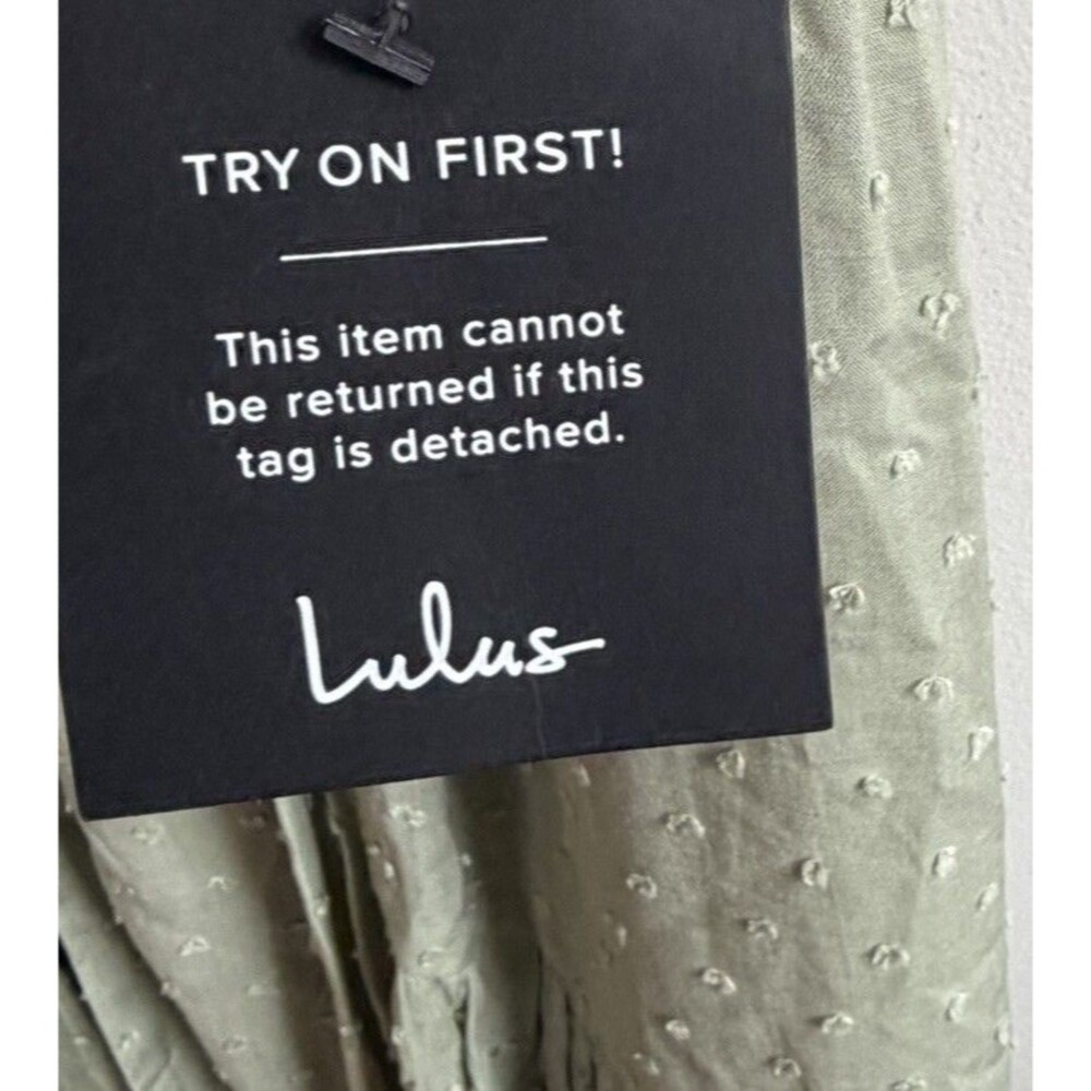 NWT Lulus Completely In Love Swiss Dot Button-Front Maxi Dress Sage Green Sz m - Picture 5 of 12